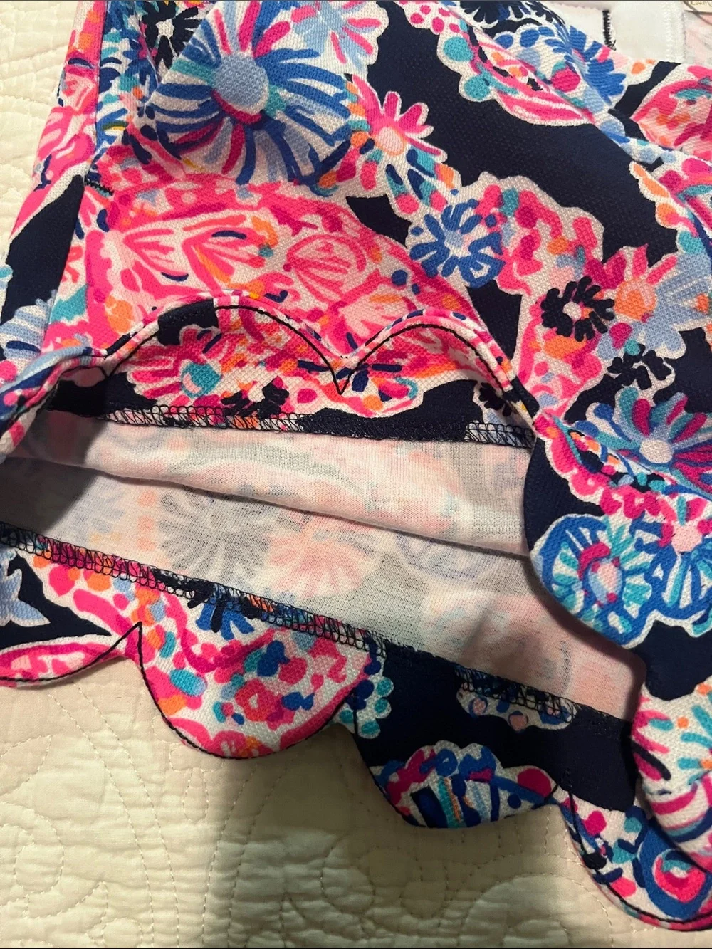 Lilly Pulitzer Navy Multicolor Floral Scallop-Hem Shorts